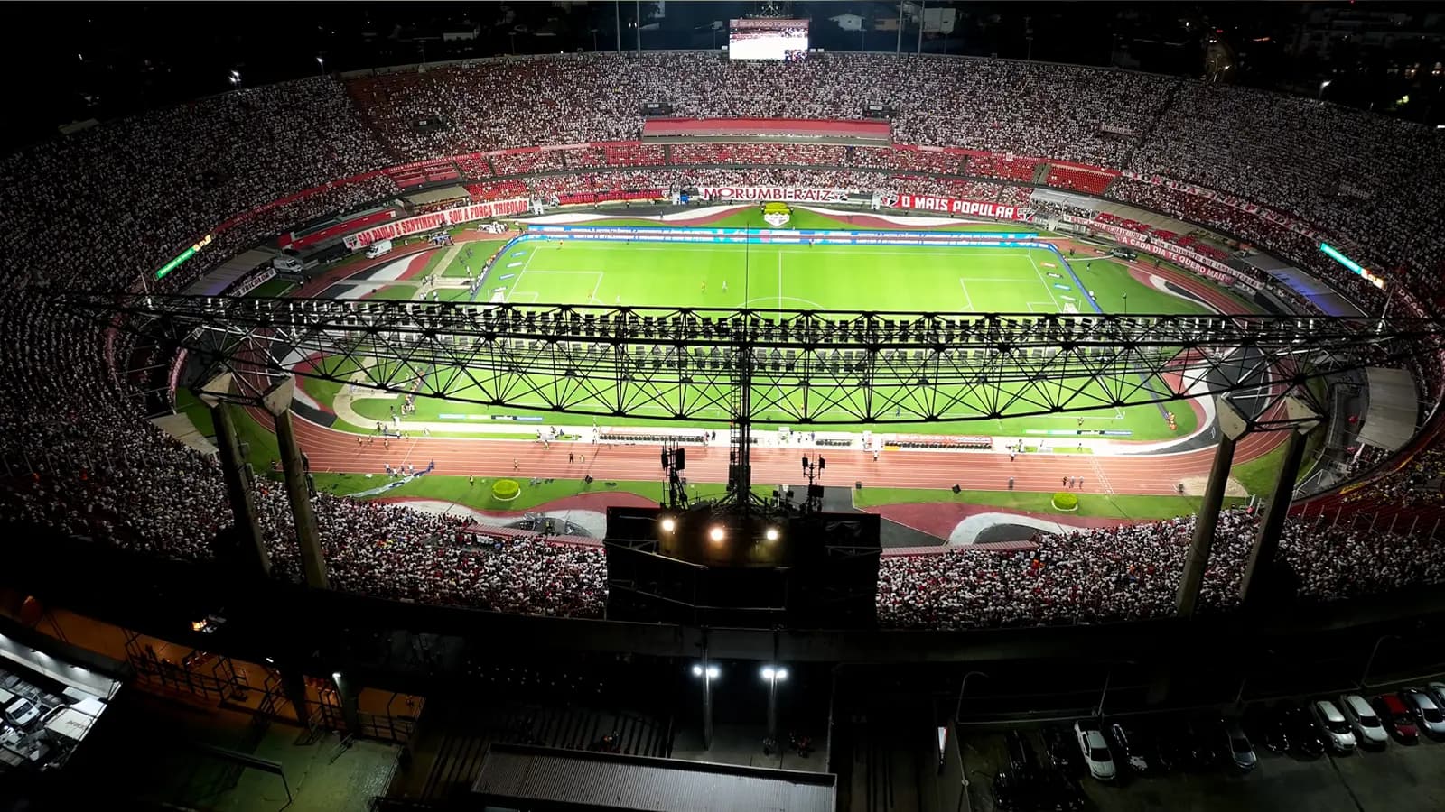 Stadium during a live sports broadcast